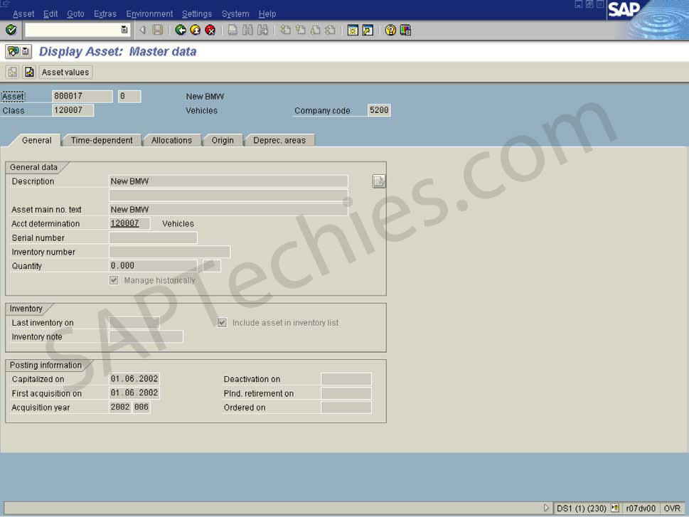 AS03 Display Asset Master in SAP FICO