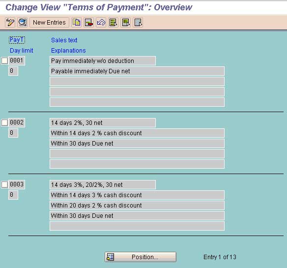Maintain Terms of Payments