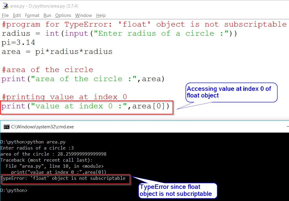 Typeerror: 'Float' Object Is Not Subscriptable