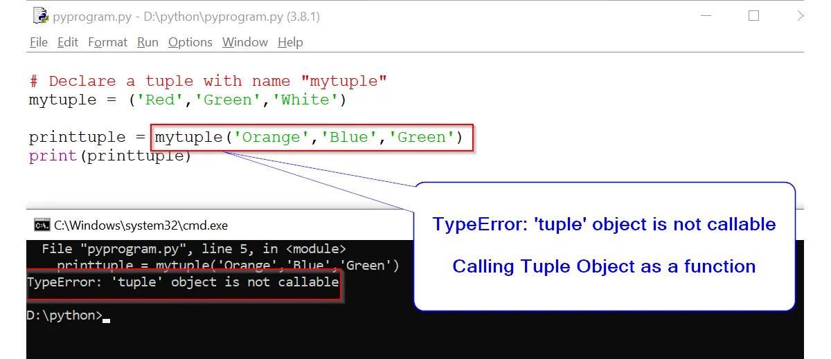 Typeerror 'Tuple' Object Is Not Callable