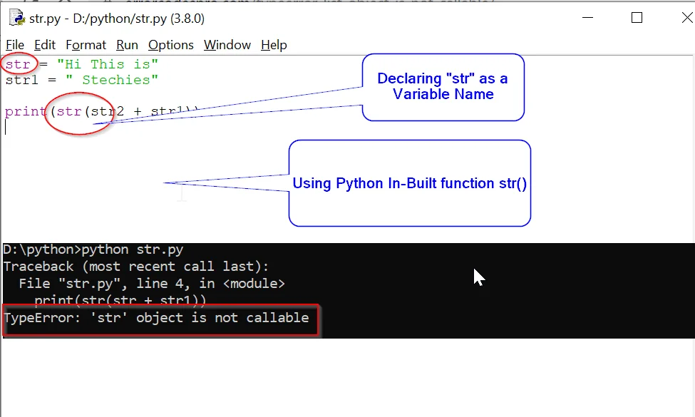 Resolve Typeerror: 'Str' Object Is Not Callable In Python