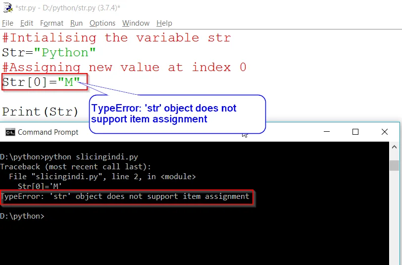 Typeerror 'Str' Object Does Not Support Item Assignment