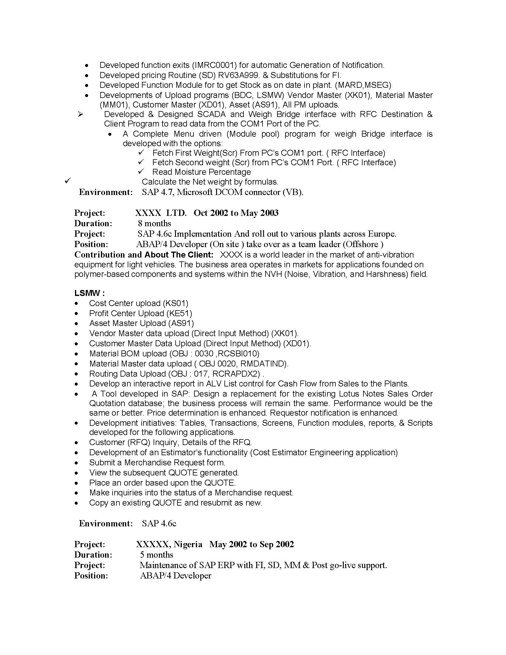 Sap Is Sample Resumes