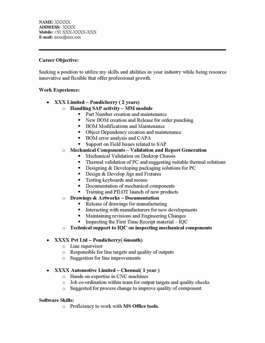 SAP MM 3.6 Yrs Sample Resume