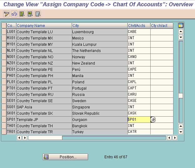 Sap Company Code Chart Of Accounts Table