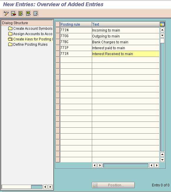 Define posting key ad Posting Rules for Bank Transactions