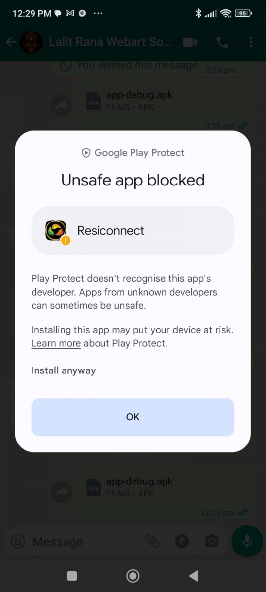 Play Protect doesn't recognize this app's developer
