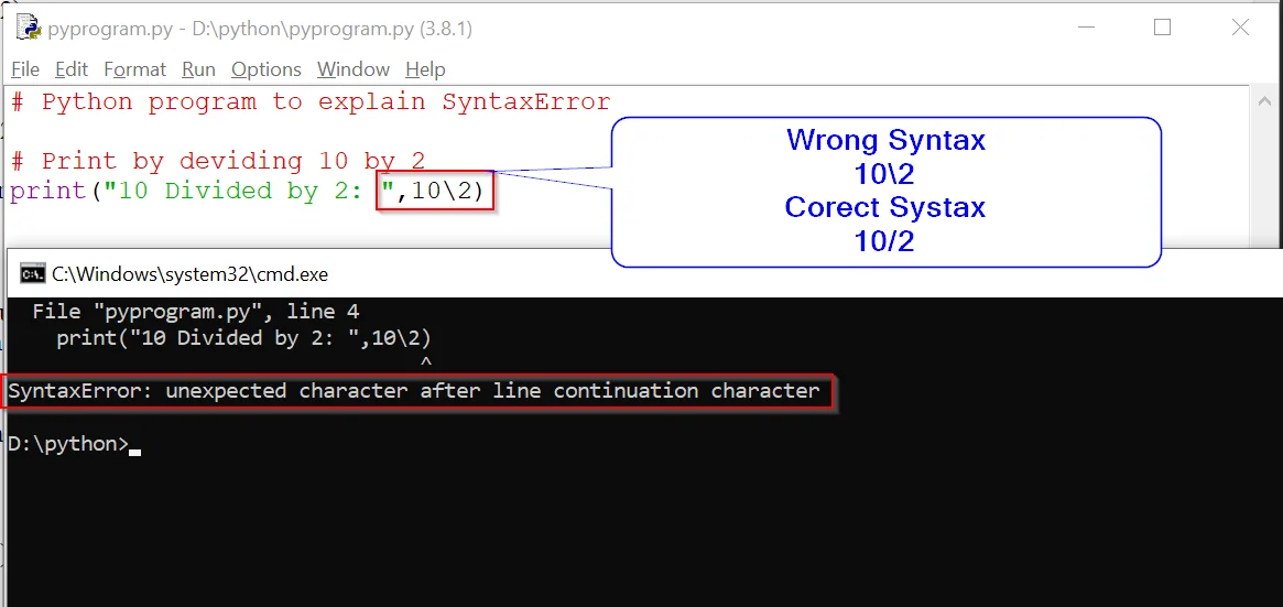 Syntaxerror: Unexpected Character After Line Continuation Character In  Python