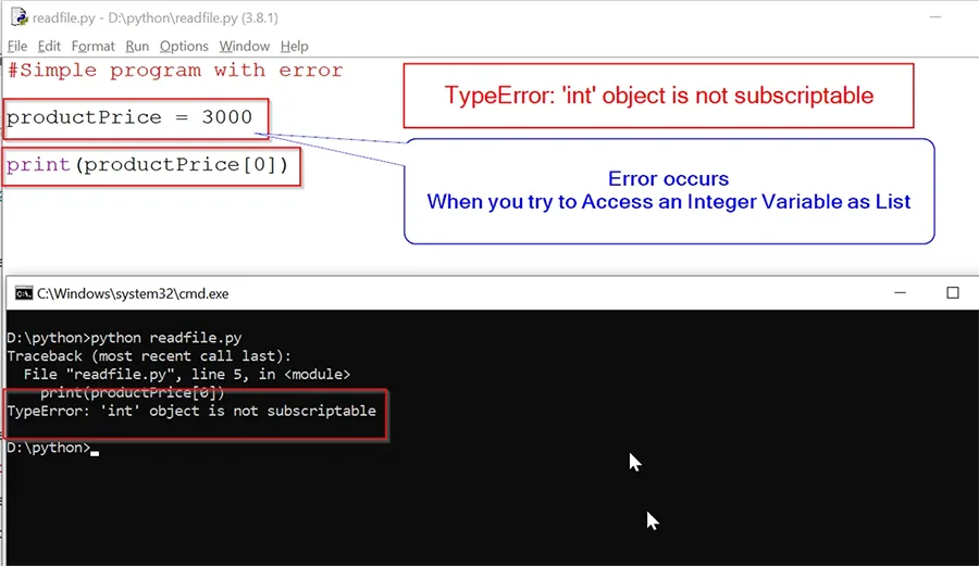 Typeerror: 'Int' Object Is Not Subscriptable