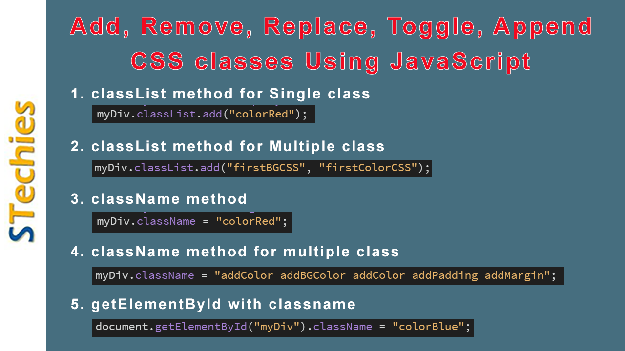 How to remove CSS class element in JavaScript?
