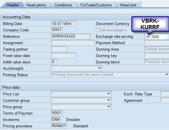 Determine Different Exchange Rates In Billing Documents In Sap Sd - 