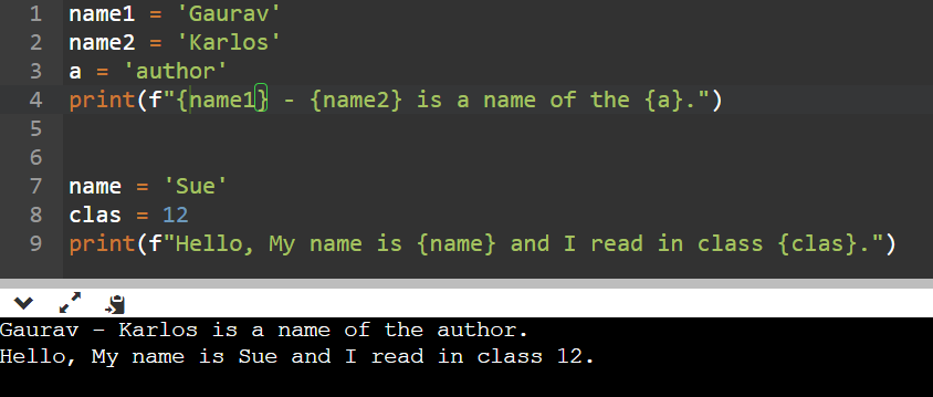 String with f in python