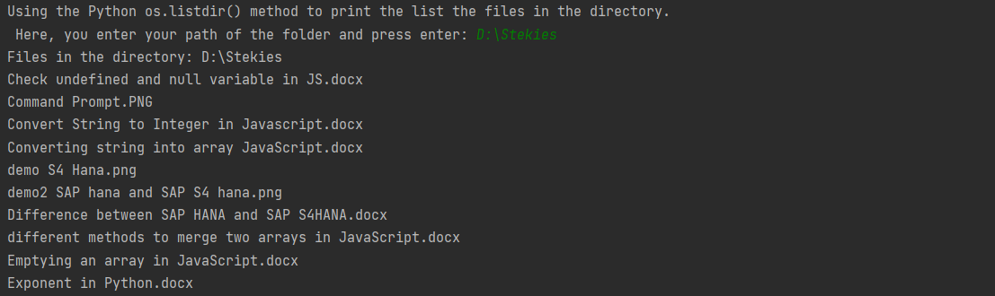 List All Files In A Directory Using Python