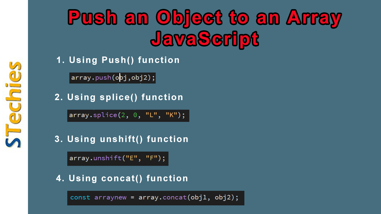 Push An Object To An Array In Javascript With Example