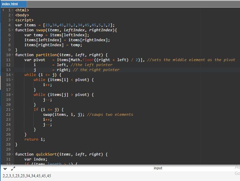 Quick Sort In JavaScript
